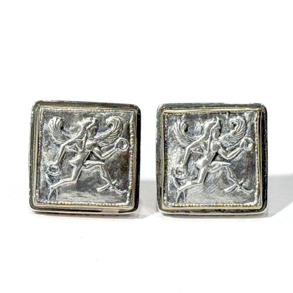 Konstantino 750 (18K) Gold & 925 Sterling Silver Cuff Links with Engraved Design - Picture 5 of 14